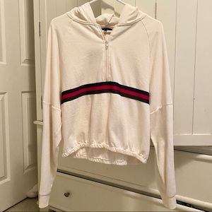 LA HEARTS STRIPED QUARTER-ZIP HOODIE